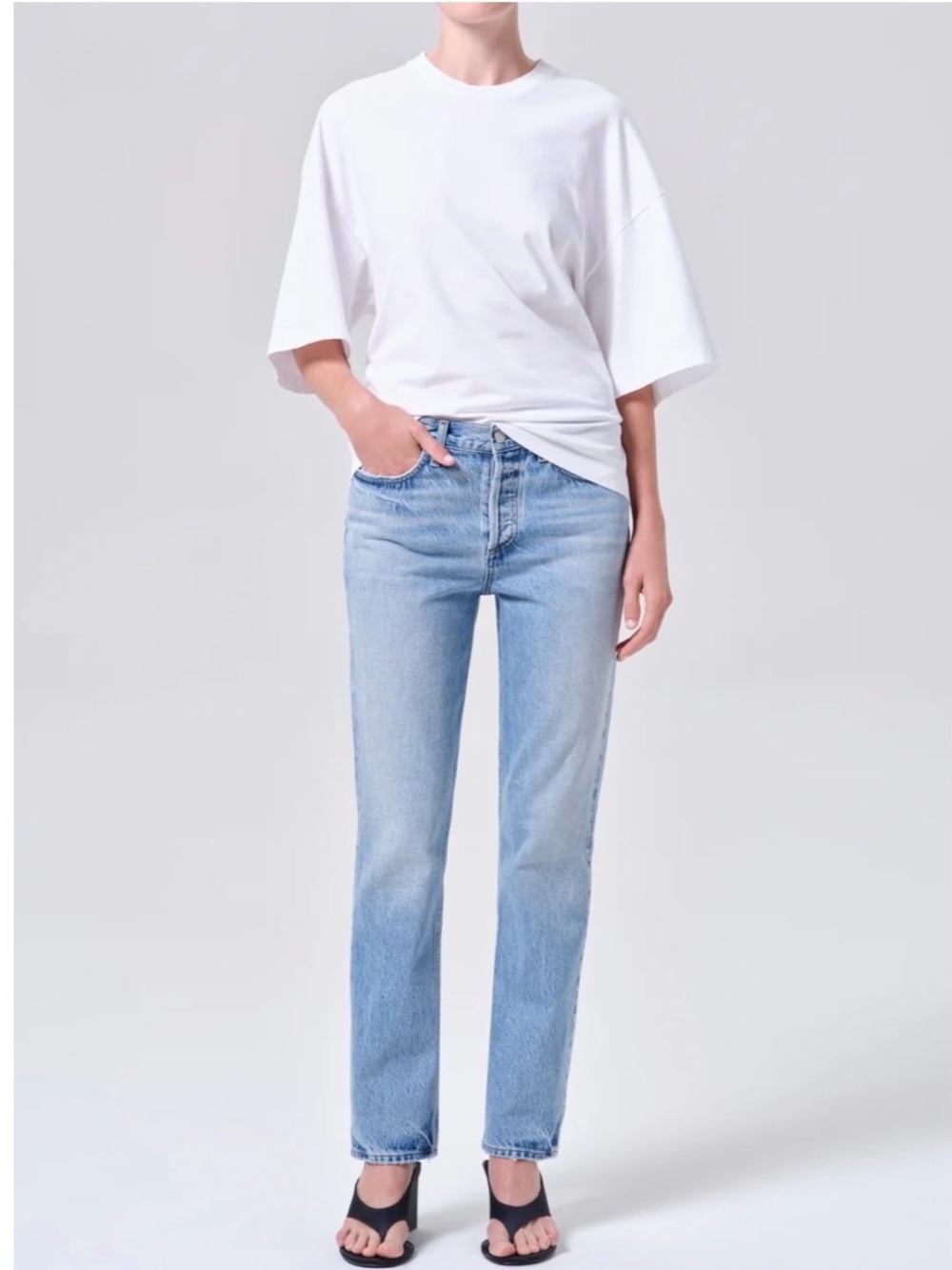 AGOLDE Romney Mid Rise vintage Straight Leg Jean in Stream